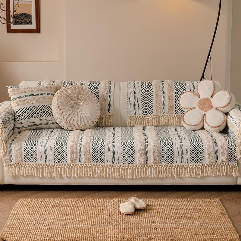 Bohemian Sofa Seat Cushion One Piece Non-Slip Straight Row Cover Four Seasons Universal Sofa Back Cover
