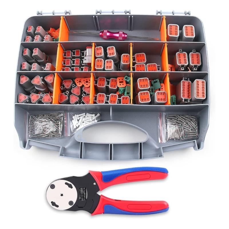 Deutsch Connector Kit DTP 2P 3P 4P 6P 8P 12P and Crimper Automobile Electrical Connectors(14-20AWG)