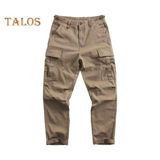 Men Cargo Pants Loose Solid Color Vintage Style High Street Style Wide Leg Straight Leg Multi Pockets Streetwear Outdoor Travel Trousers