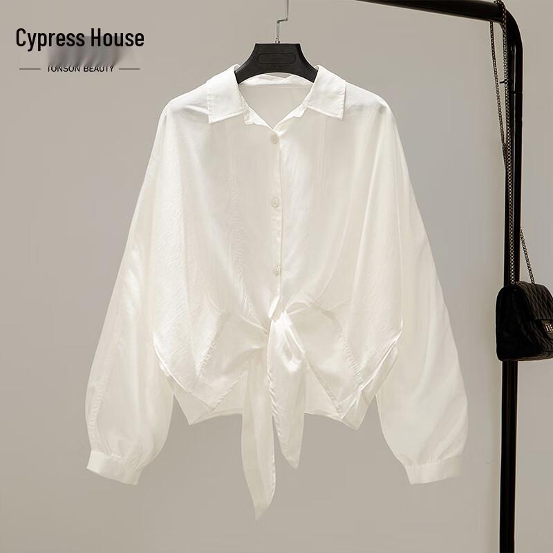 Sibaishe Women s Fashion Loose Belted Lapel Shirt L