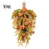 Fall Front Door Decor Artificial Teardrop Swag, Faux Pumpkins Berries Pinecones Leaves Decorative Autumn Water Drop Swag Harvest Wreath for