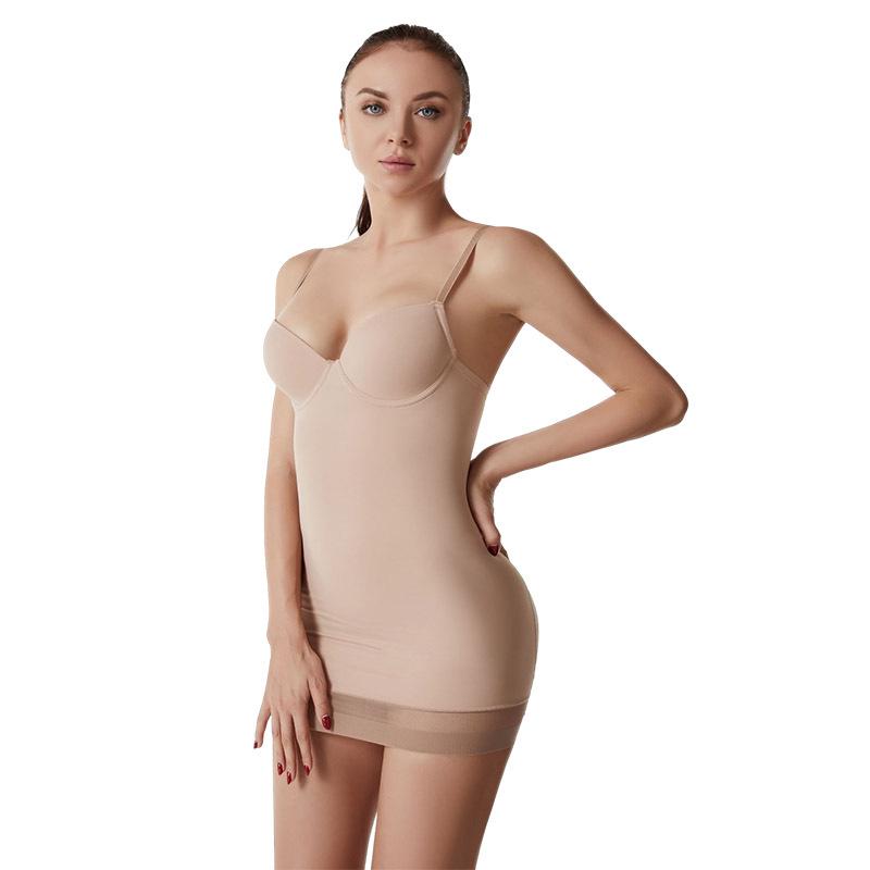 Plus Size Postpartum Body-Shaping Dress with Built-in Bra and Abdominal Support