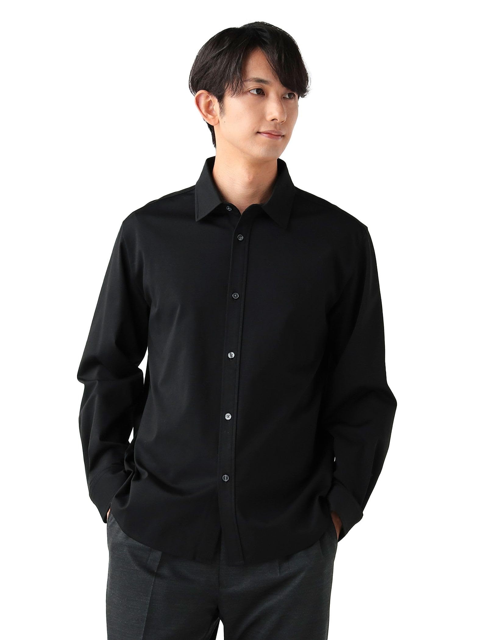 Beams Heart Men s Luxury Ponte Shirt, Black, Size L