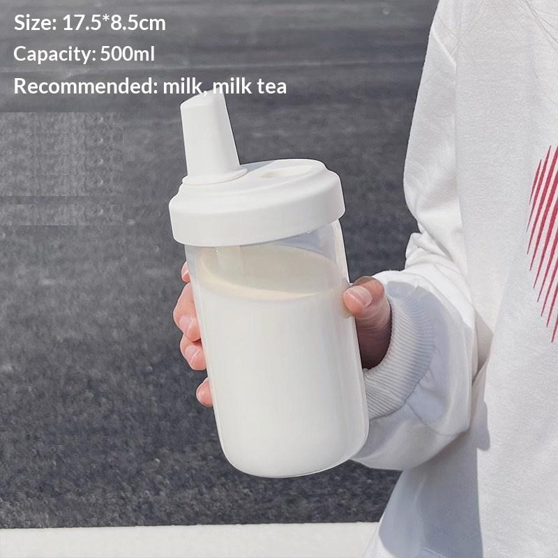 Eco Friendly Plastic Pearl Milk Tea Cup 500ml Reusable with Lid Straw for School Kids Coffee Juice Drinking