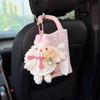 Cute Plush Rabbit Car Tissue Holder, Hanging Car Organizer, Pink