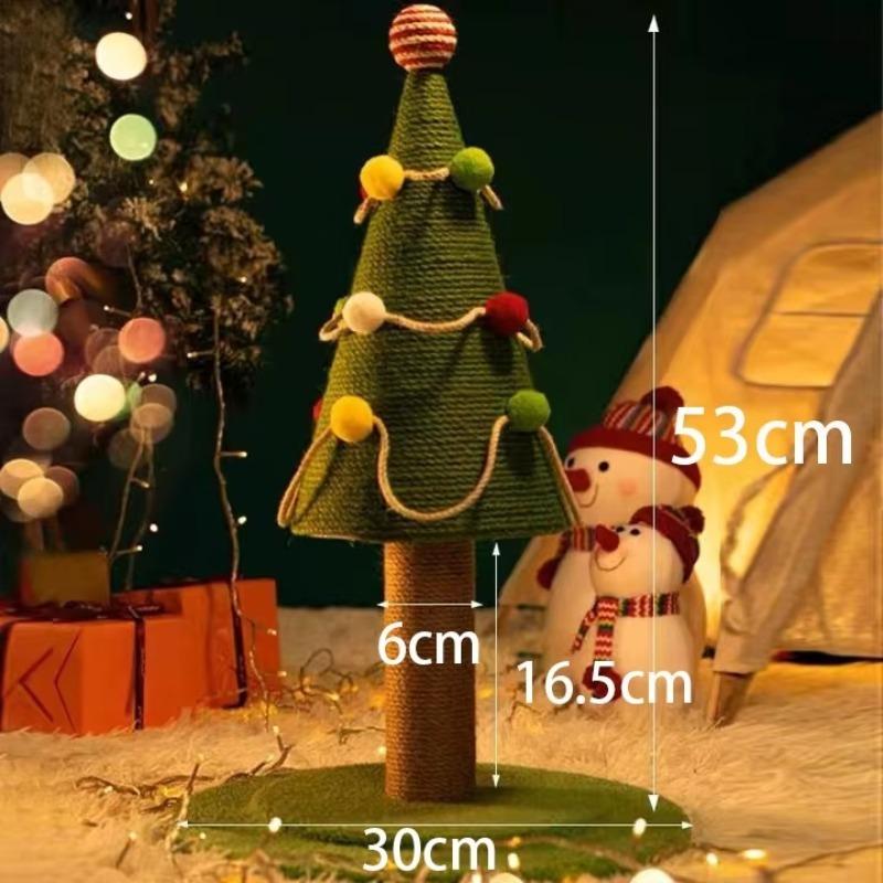 Tiragraffi per gatti Supporto ad albero per gatti Durevole Albero di Natale in Legno Massiccio Tiragraffi Tavola in Sisal Nido Cartone Peluche Giocattoli Struttura per arrampicata per gatti C