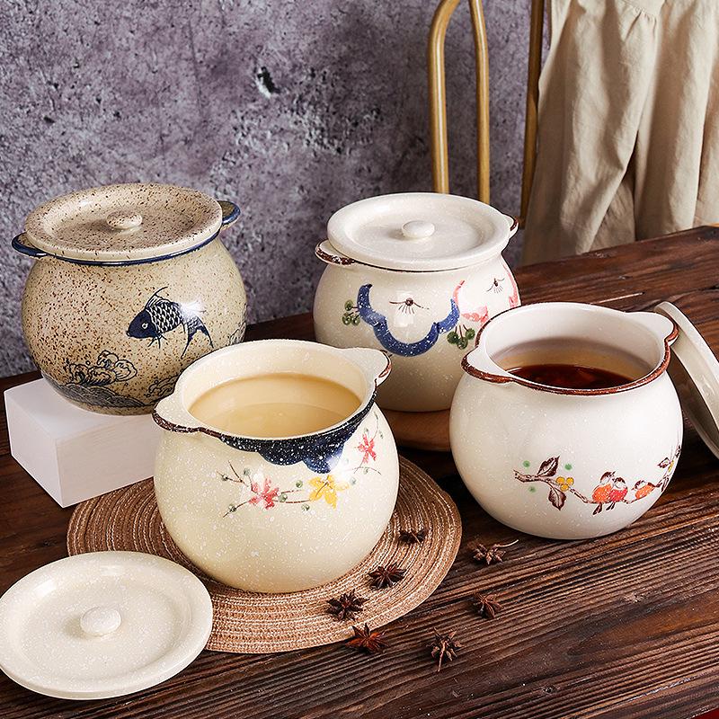 Japanese Double-Handle Ceramic Lard & Chili Oil Jar, Large Capacity, Heat-Resistant, with Lid & Spoon