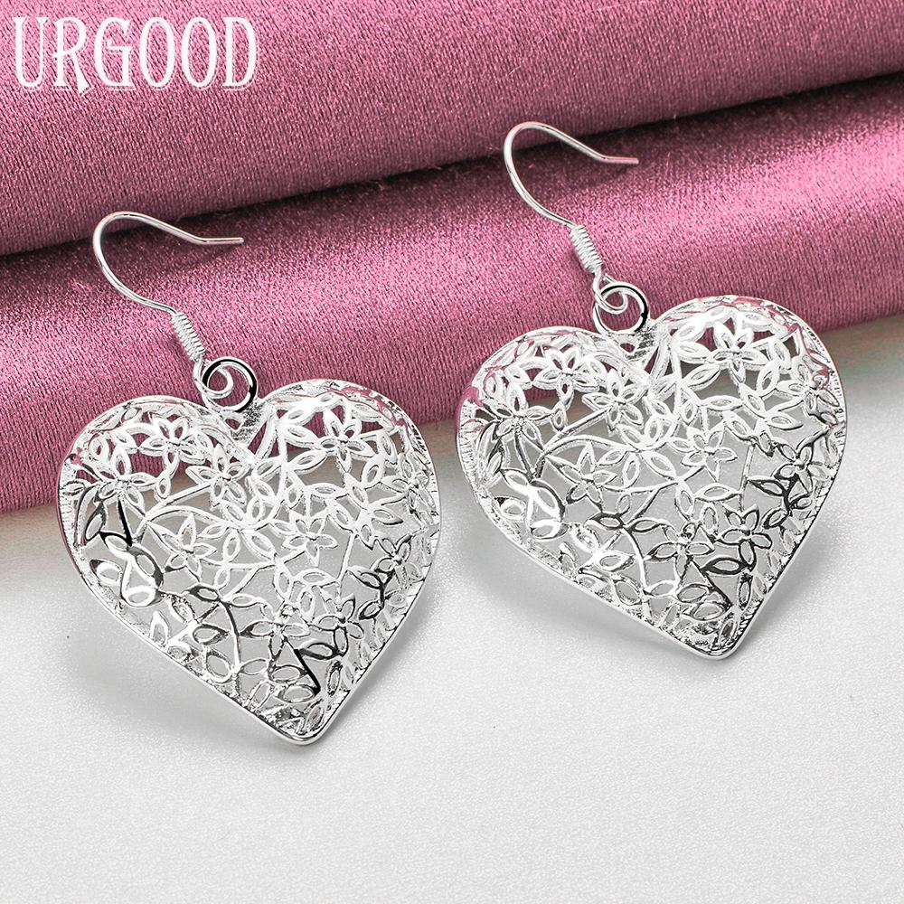 925 Sterling Silver Heart Earrings Wedding Jewelry