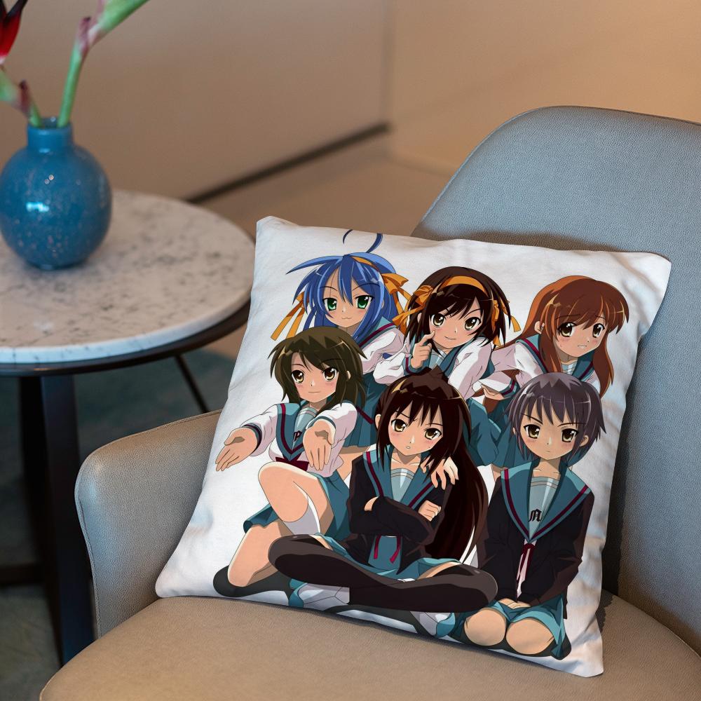 The Melancholy of Haruhi Suzumiya Cushion Cover 2-in-1 Reversible Plush Pillow Cover | Car/Sofa/Bed | Perfect Gift