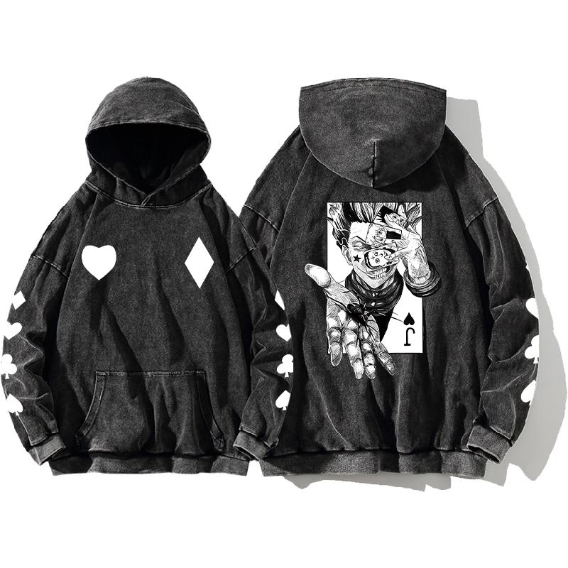 HUNTER×HUNTER Hoodie Hisoka Manga Sweatshirt Men Women Clothing Long Sleeve Oversized Streetwear Washed Cotton Hooded Pullover