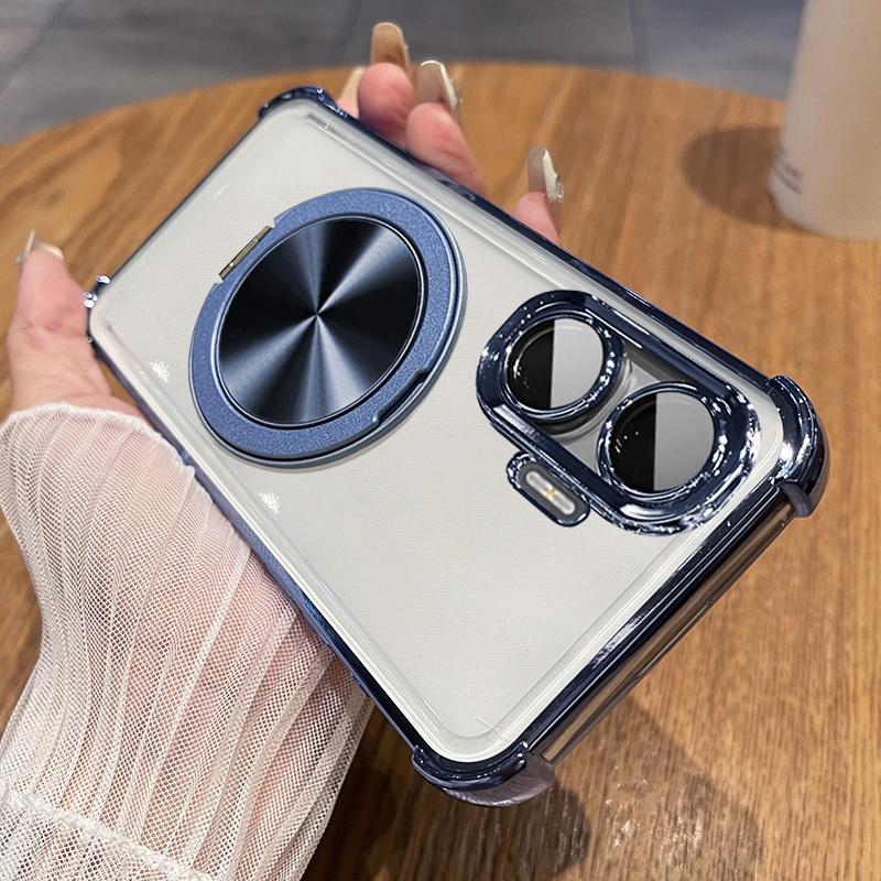 360 Degree Rotating Magnetic Bracket Phone Case For Xiaomi POCO F7 Ultra M7 Pro 4G 5G Clear Shockproof Plating Silicone Cover