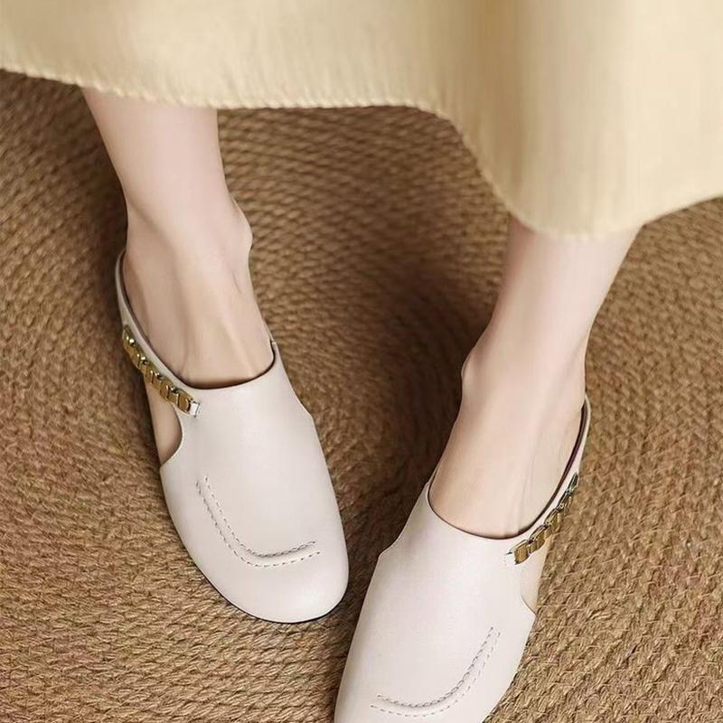 Mocassini Mule Eleganti da Donna Fibbia Metallica Tacco Basso Slip-On Piatte Scarpe Casual da Guida