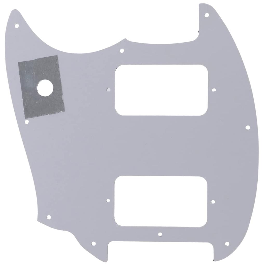Musiclily Pro 9-Hole HH Mustang Pickguard for Squier Bullet Mustang Style Electric Guitars with 2 Humbuckers, White Pearl, 4 Picks