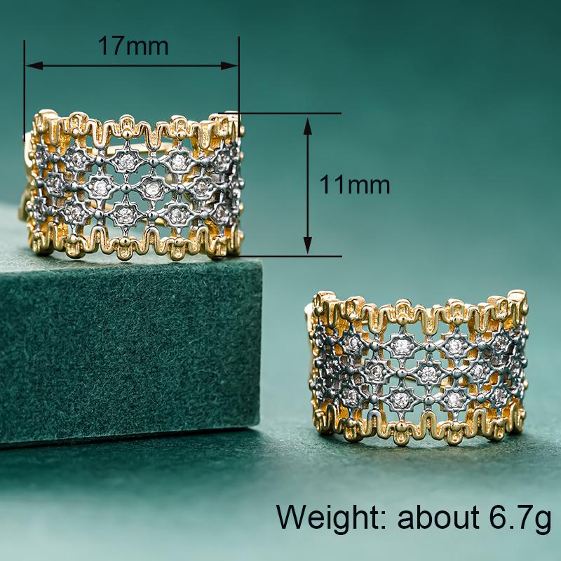 Huitan Hollow Design Luxury Women Hoop Earrings for Party Fashion Two Tone Inlaid Shiny CZ Delicate Symmetric Wedding Jewelry