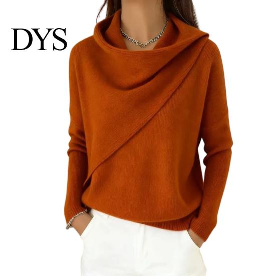Knitted Pullover Tops Women Cowl Neck Knit Sweater, Solid Color Long Sleeve Top, Fall Winter Warm Loose Casual Knitwear Sweater