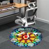 1pc Stained Glass Window Chair Carpet for Office, Round Polyester Mat, Indoor Decor for Office, Easycare Fabric, Washable Non-slip Area Carpet