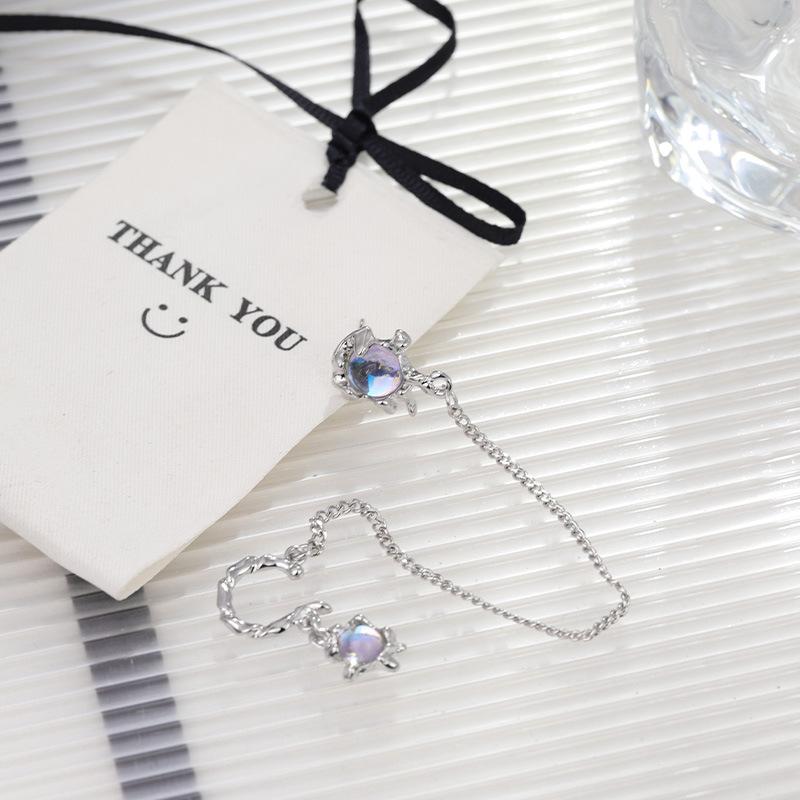 Women's Trendy Asymmetrical Moonstone Opal Stud Earrings - Cool Fashion Jewelry with Silver Needle