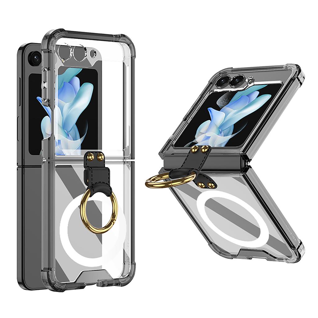 case for Samsung Z Flip 7 6 5 Wireless charging transparent airbag ring foldable screen drop protection case full coverage plain