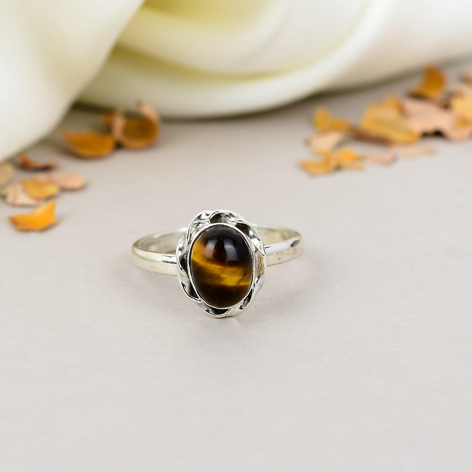 

Tiger Eye 925 Sterling Silver Brown Gemstone Handmade Jewelry For Women 5