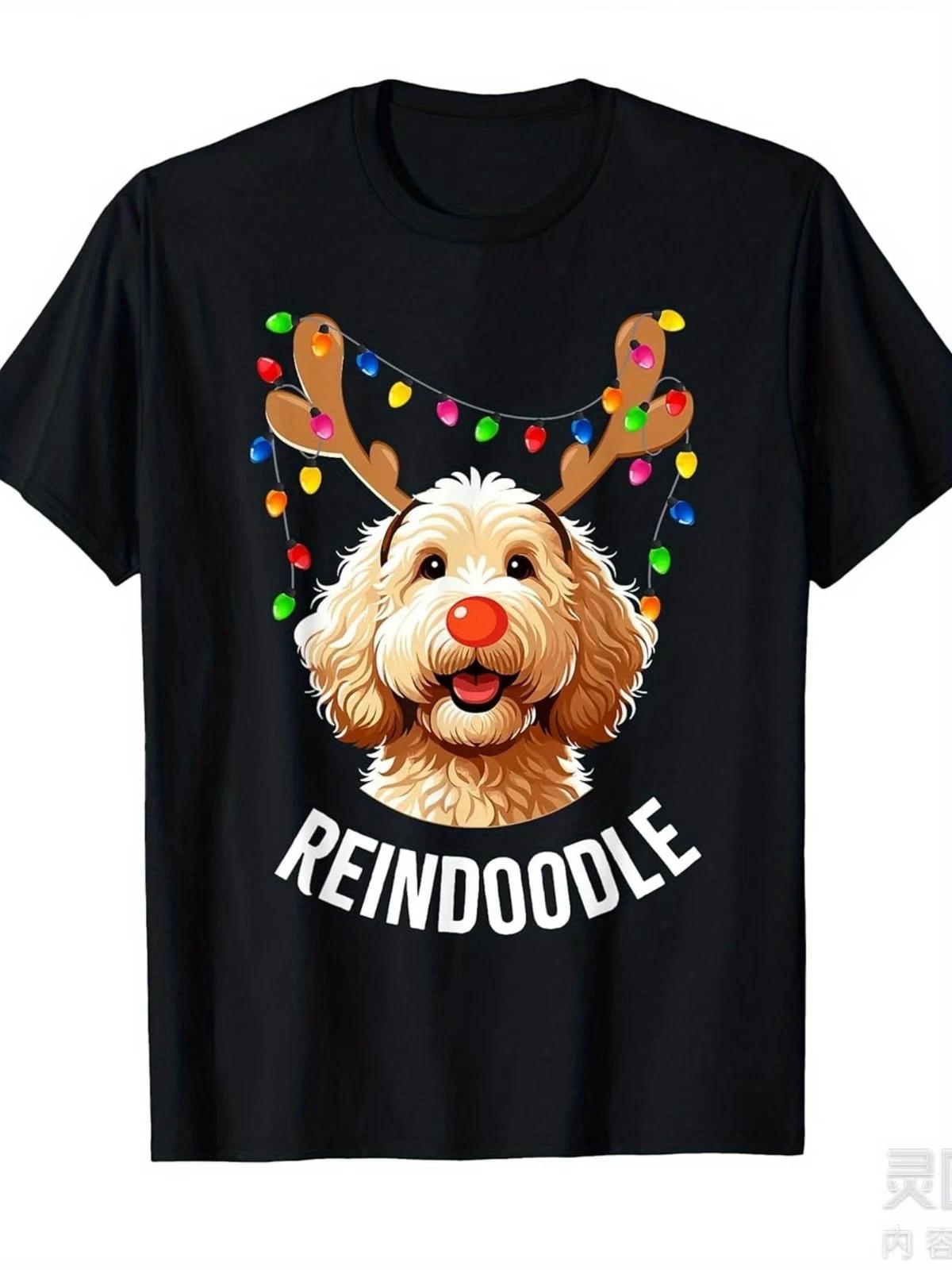 Christmas Goldendoodle Reindeer Doodle Dog Reindoodle Dog T-Shirt for Men Women XL