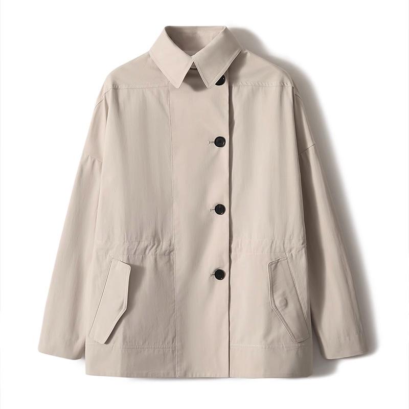 Handsome short trench coat, high-end short thin coat, spring and autumn new women's clothing, women's gray top