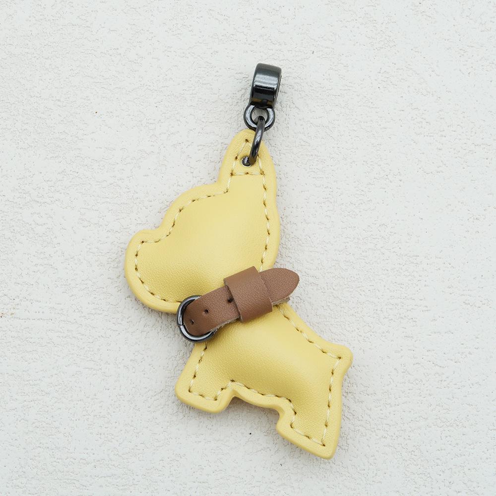 Handmade French Bulldog Genuine Leather Keychain with Anti-Lost Woven Rope Lanyard.