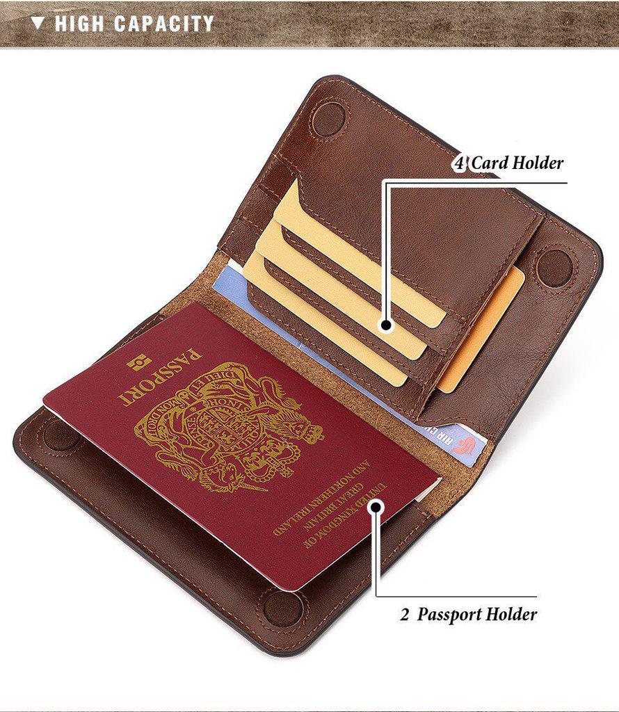 Ultra-Thin Leather Passport Holder & Multi-Card Bi-fold Wallet