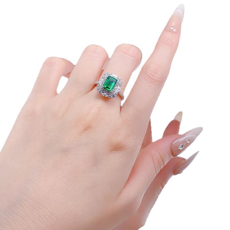 S925 Sterling Silver Simulated Emerald Cut High Carbon Diamond Ring