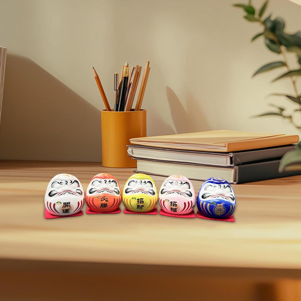 Daruma-Puppe 5x Kleine japanische Daruma-Statue Bausatz Glück Daruma-Figur Traditionelle Feng Shui Dekoration 1,89 Zoll Zen-Statue