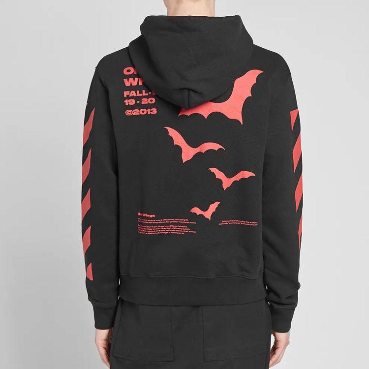 OFF WHITE Sweat à capuche ajusté manches chauve-souris diagonales OMBB034E19D250071020
