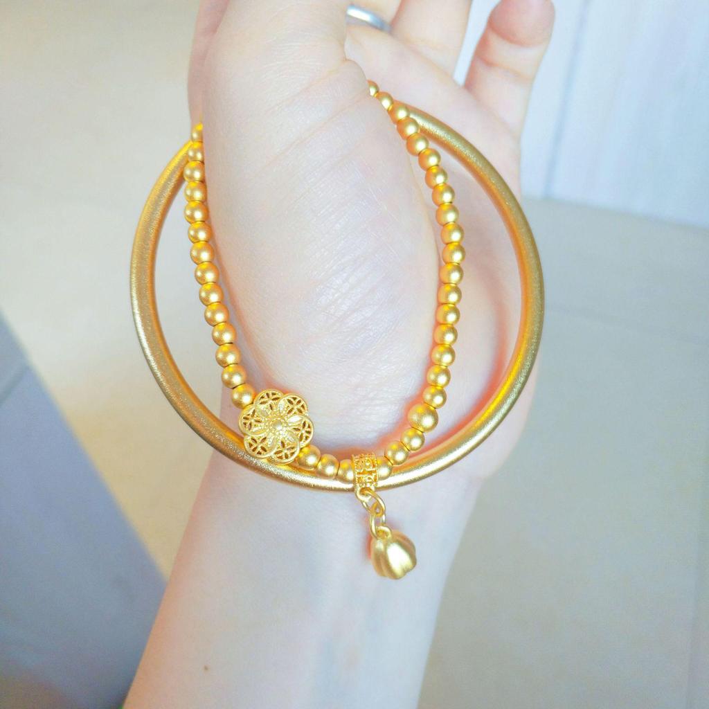 Six-Phase Lotus Seed Gold-Plated Bracelet 4mm Beads – Fortune Child Jewelry Collection