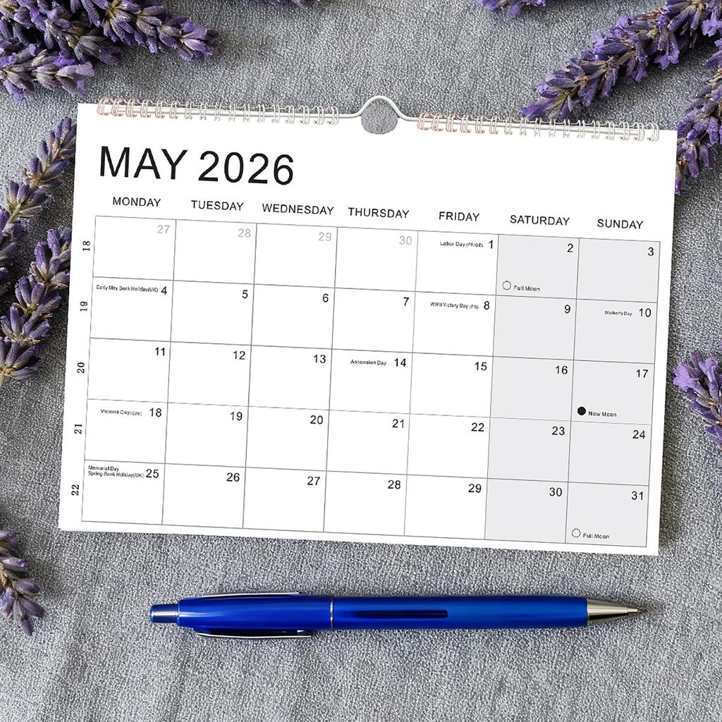 18 Month Wall Calendar, Monthly Planner, Hanging Schedule Organizer