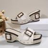 New Women's Shoes Thick-heeled Slippers One-strap Beach Flip-flops Devotion