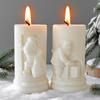 Relief Cylinder Santa Claus Christmas Candle Mold Handmade Aroma Gypsum Form Silicone Mould Xmas Candle Soap Making Supplies