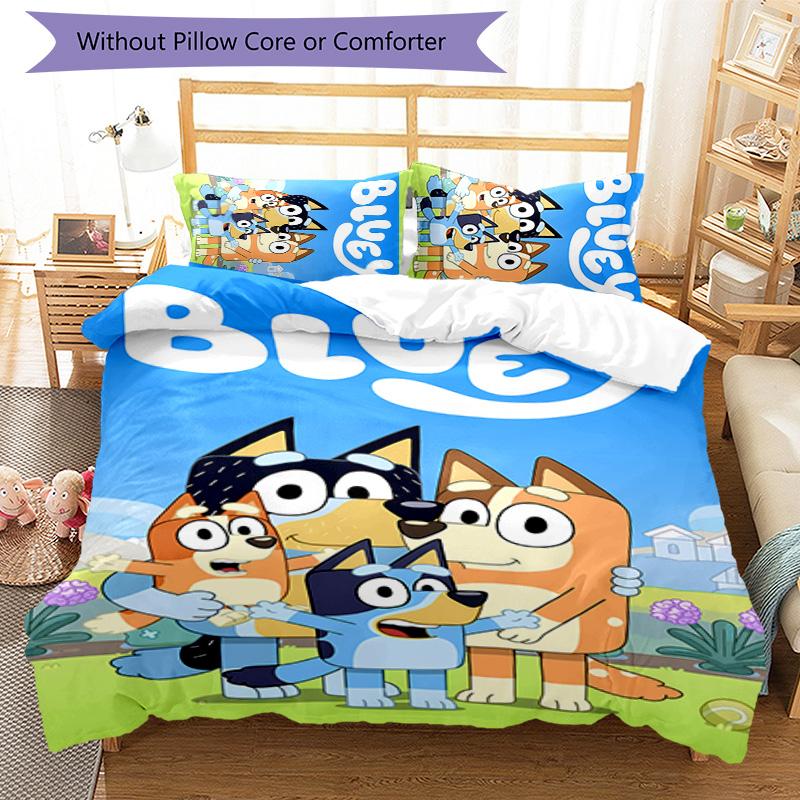 3pcs Bluey pattern bedding set duvet cover set includes duvet cover &pillowcases,perfect all season bedroom decoration&gift