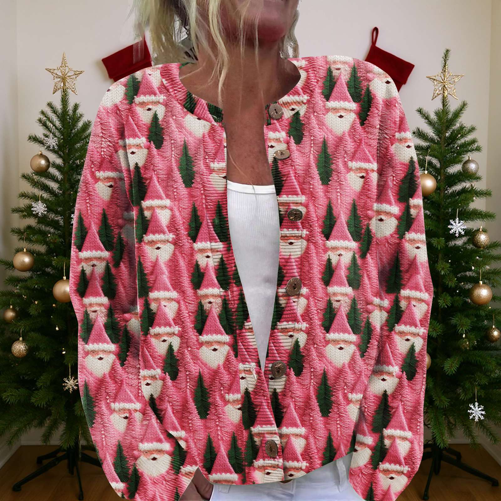 

Женский рождественский свитер Милый забавный рождественский свитер Осень и зима Свитер с длинным рукавом вязаный S