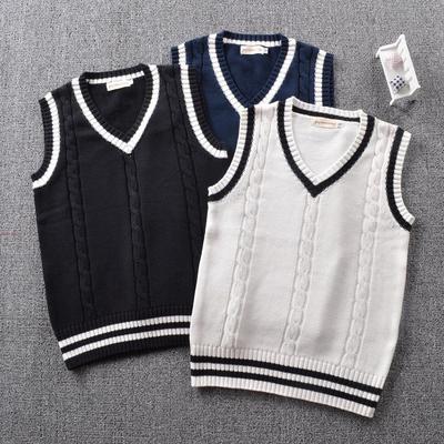 In-Stock British Style JK V-Neck Cable Knit School Uniform Sweater Vest for Men & Women