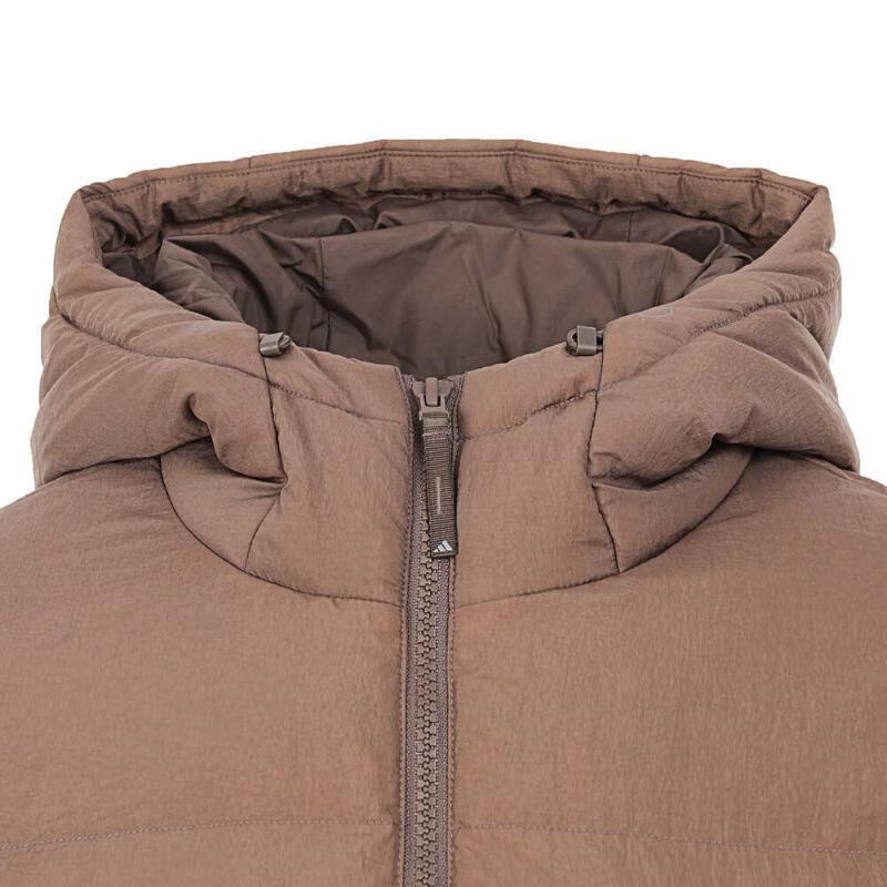 Adidas Casaco Básico de Penas Outdoor Casual Esportivo com Zíper e Capuz Casaco de Penas Masculino Jaquetas Marrom JG5943