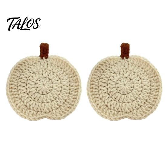 Crochet Pumpkin Cushion Handmade Coasters, Soft Polyester Coffee Mats, Decorative Fall Coasters Autumn Themed Farmhouse Dining Accessories for Kitchen