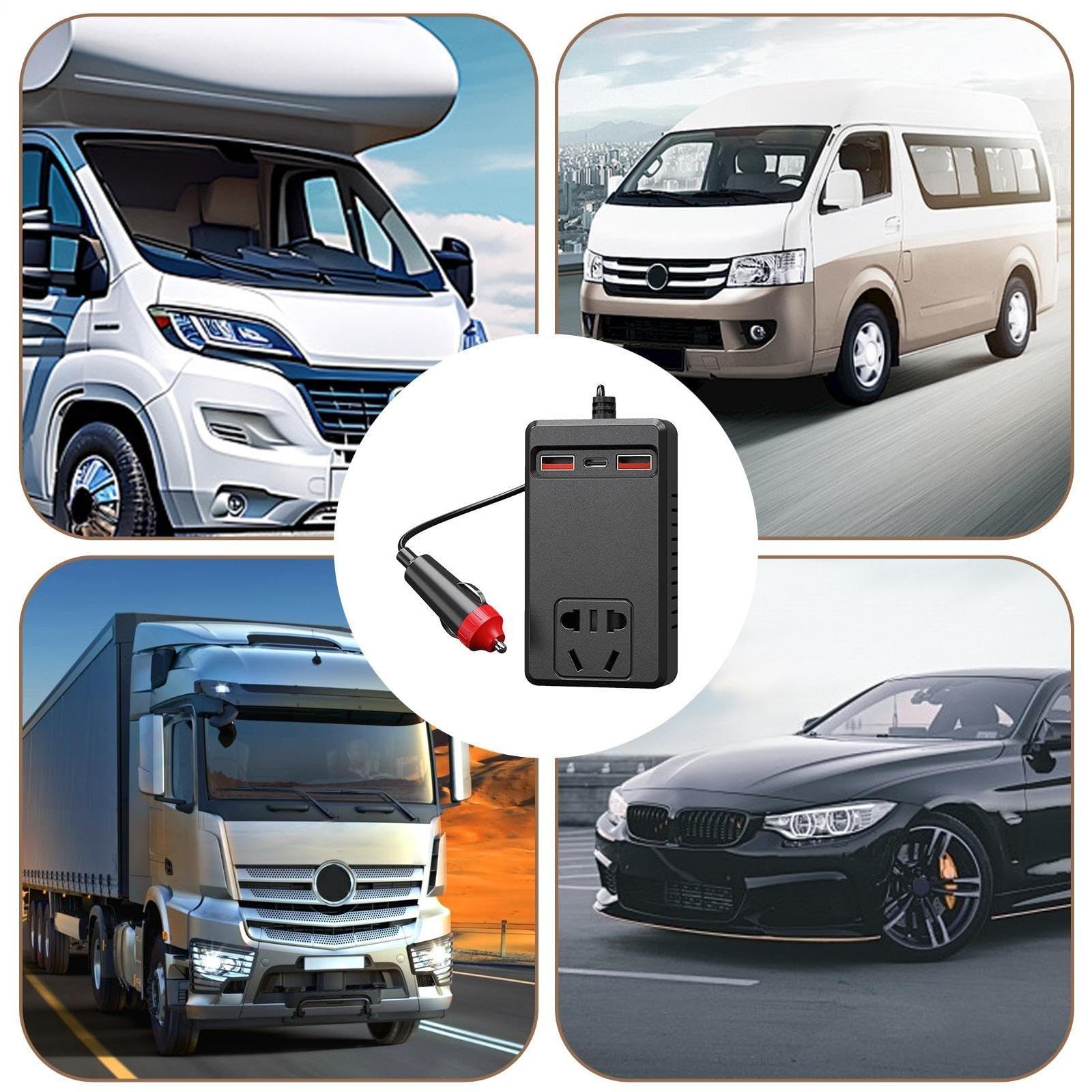 

Автомобільний інвертор, 220В автомобільний зарядний пристрій-інвертор, портативний зарядний пристрій з контролем температури, адаптер-штекер для акумулятора для транспортного засобу, автофургона, вантажівки, ноутбука, кемпінгу one size чорний