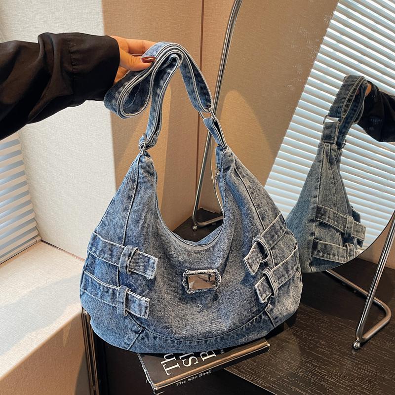 

Джинсовая сумка большой вместимости женская сумка через плечо для通勤 синий