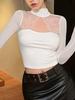 2026 Women's Lace Patchwork Open Back Tie-Up Long Sleeve T-Shirt