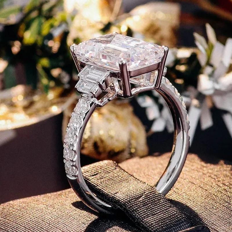 

CAOSHI Fashion Contracted Square Cubic Zirconia Ring for Women Daily Wearable Elegant Accessories Wedding Party Finger Zircon 10