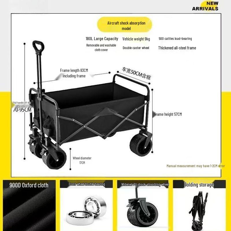 Extra Large Folding Outdoor Camping Handcart with Drawbar