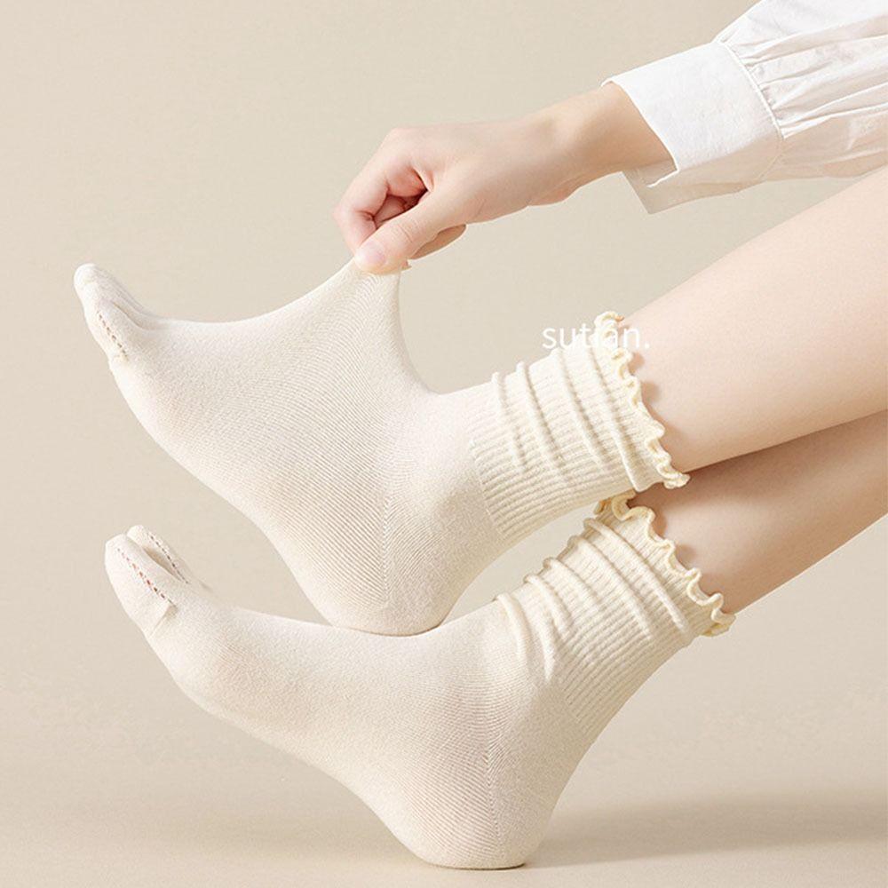 Breathable Five Fingers Socks Edge Curl Short Socks Cute Cotton Socks  Women