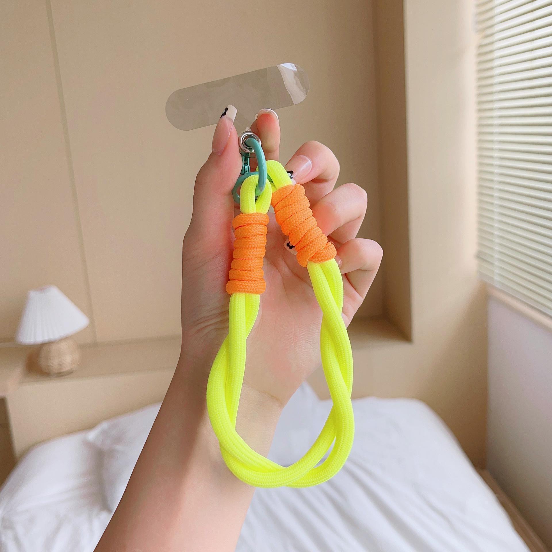 

Универсальные мобильные аксессуары: Красочные двухсторонние веревки, браслеты, подвески и круглые замки с ключами. No. 9 оранжевый/флуоресцентный зеленый