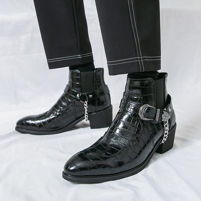 Men'S Ankle Boots High Heel Pointed Toe Fashion Casual Shoes Comfortable Stylish Footwear For Men