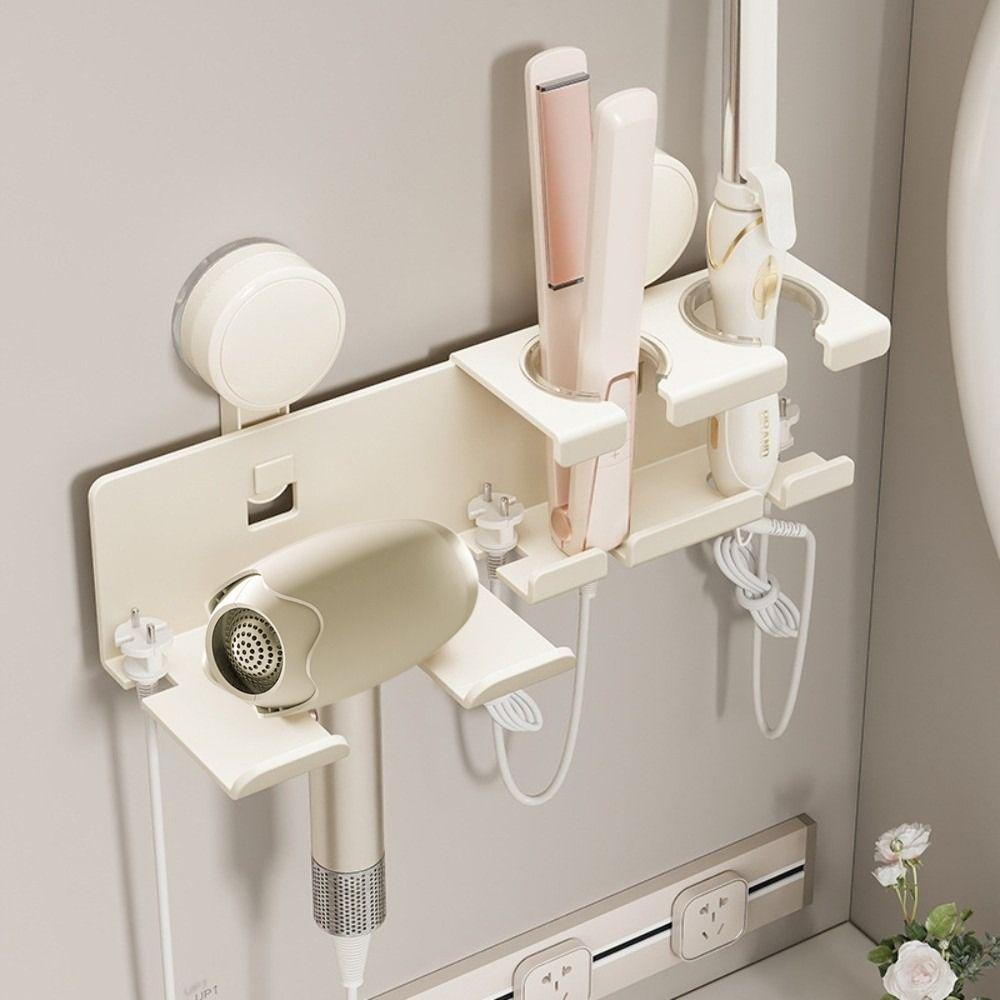 No-Drill Bathroom Organizer Suction Cup Storage Rack Simple Hair Dryer Holder  Household