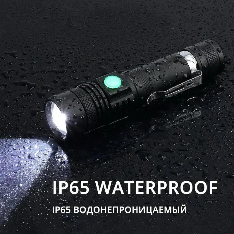 Outdoor Tactical Zoom Camping Waterproof Flash Light Aluminum Alloy Portable Torch Powerful LED Flashlight USB ReChargeable