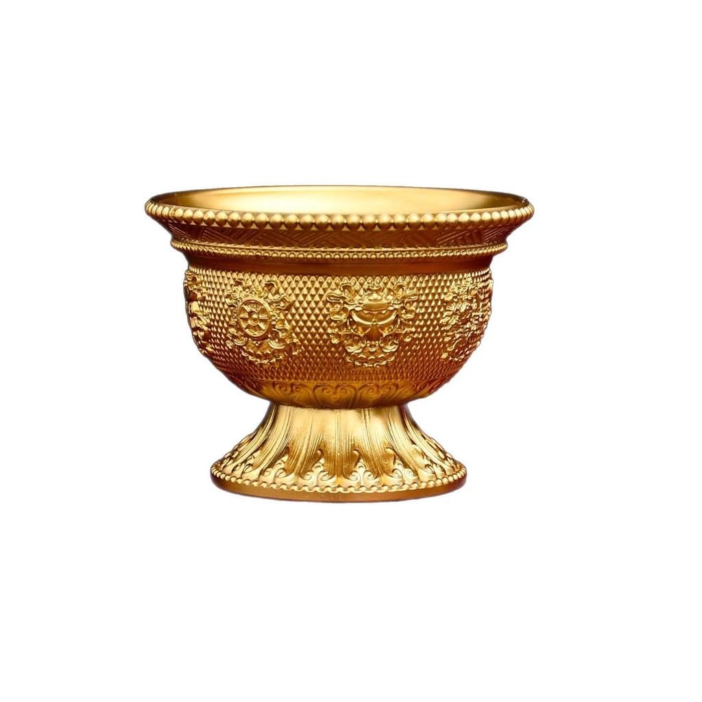 Ethnic High-Foot Eight Auspicious Water Offering Cup and Bowl Set
